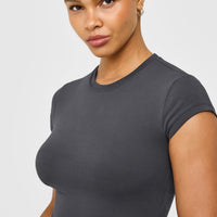 Cotton Baby T-Shirt with Grey Logo | Coal