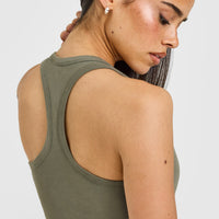 Cotton Fitted Mid Vest with Grey Logo | Alpine Green