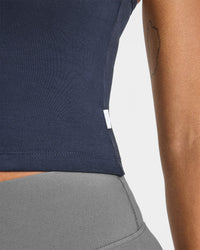 Cotton Fitted Mid Vest | True Blue