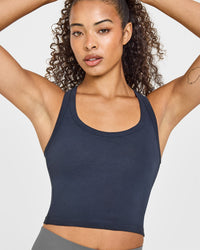 Cotton Fitted Mid Vest | True Blue
