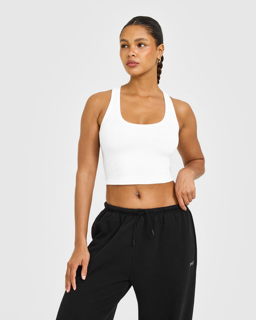 Oner Modal Cotton Fitted Mid Vest with Grey Logo | White