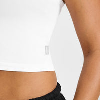 Cotton Fitted Mid Vest with Grey Logo | White