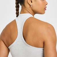 Cotton Fitted Vest with Grey Logo | Light Grey Marl