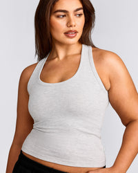 Cotton Fitted Vest with Grey Logo | Light Grey Marl