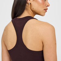 Cotton Fitted Vest with Grey Logo | Plum Brown
