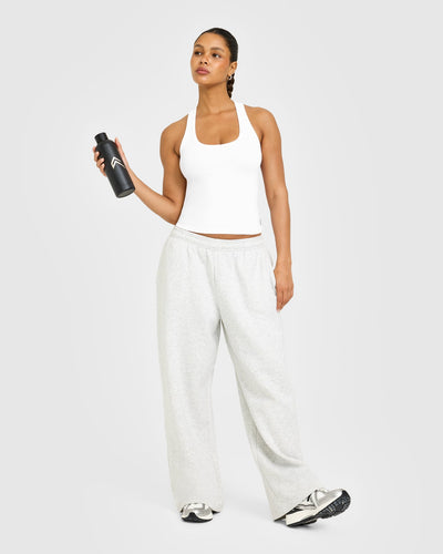 Cotton Fitted Vest with Grey Logo | White