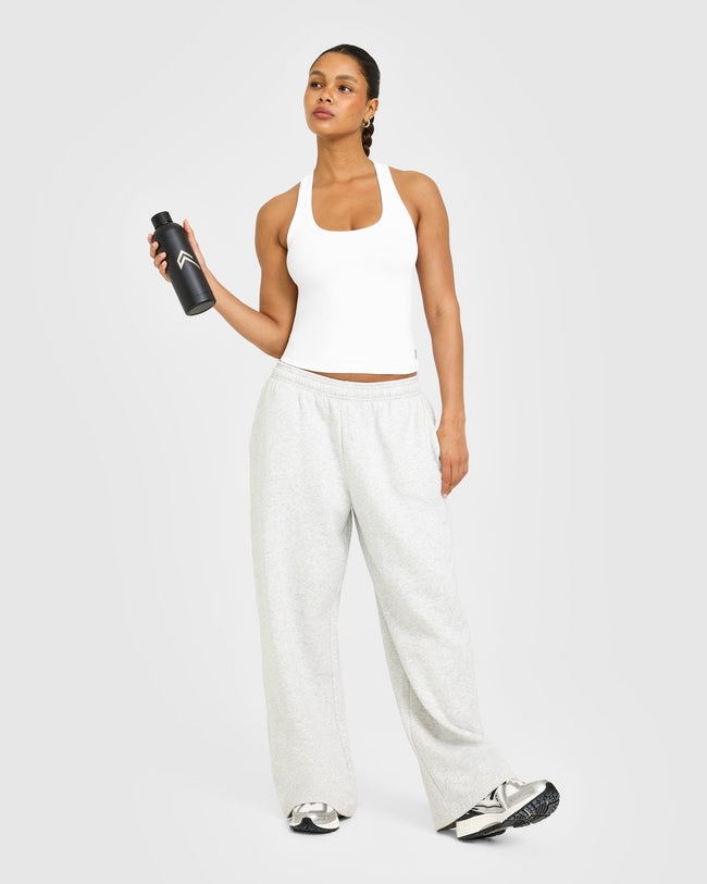 Cotton Fitted Vest with Grey Logo | White