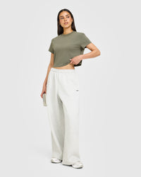 Cotton Relaxed T-Shirt with Grey Logo | Alpine Green