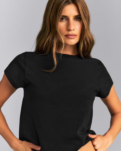 Regular Cotton Short Sleeve T-Shirt | Black
