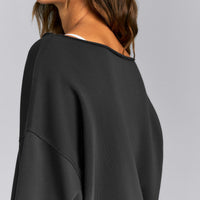 Cotton Vintage Lounge Off-The-Shoulder Sweatshirt | Washed Black