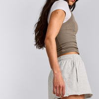 Cotton Vintage Lounge Shorts | Light Gray Marl