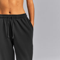 Cotton Vintage Lounge Wide Leg Joggers | Washed Black
