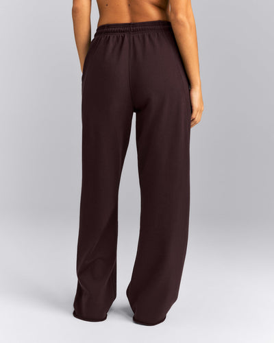 Cotton Vintage Lounge Wide Leg Joggers | Washed Plum Brown