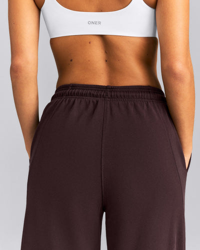Cotton Vintage Lounge Wide Leg Joggers | Washed Plum Brown