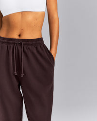 Cotton Vintage Lounge Wide Leg Joggers | Washed Plum Brown