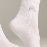 Mid Crew Socks 3 Pack with Grey Logo | White