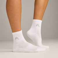 Mid Crew Socks 3 Pack with Grey Logo | White