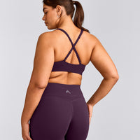 EasyLift™ Cross Back Sports Bra with Grey Logo | Blackberry Purple