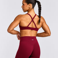 EasyLift™ Cross Back Sports Bra with Grey Logo | Ruby Red