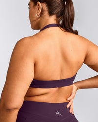 EasyLift™ Halter Bralette with Grey Logo | Blackberry Purple