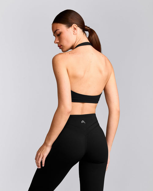 EasyLift™ Halter Bralette with Gray Logo | Black
