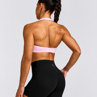 EasyLift™ Halter Bralette with Grey Logo | Chalk Pink