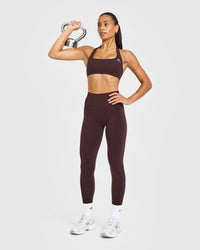 EasyLift™ Halter Bralette with White Logo | Plum Brown