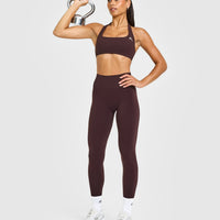 EasyLift™ Halter Bralette with White Logo | Plum Brown