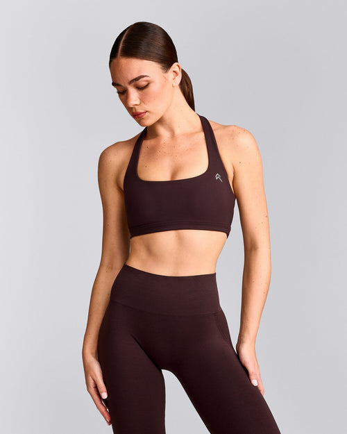 EasyLift™ Halter Bralette with Gray Logo | Plum Brown