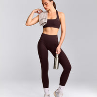 EasyLift™ Halter Bralette with Grey Logo | Plum Brown
