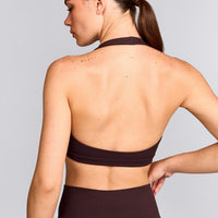 EasyLift™ Halter Bralette with Grey Logo | Plum Brown
