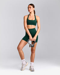 EasyLift™ Halter Bralette with Grey Logo | Racing Green