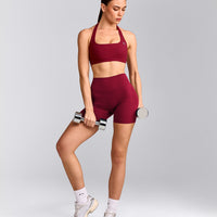 EasyLift™ Halter Bralette with Grey Logo | Ruby Red