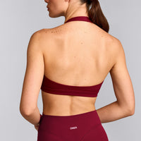 EasyLift™ Halter Bralette with Grey Logo | Ruby Red