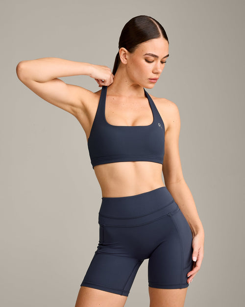 EasyLift™ Halter Bralette with Grey Logo | True Blue