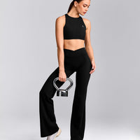 EasyLift™ High Neck Sports Bra with Gray Logo | Black
