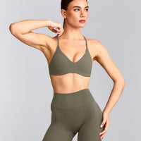 EasyLift™ Ultra Minimal Bralette with Grey Logo | Alpine Green