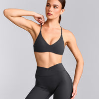 EasyLift™ Ultra Minimal Bralette with Grey Logo | Coal