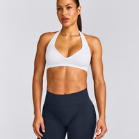 EffortlessLift™ Seamless Halter Neck Sports Bra New Branding | White