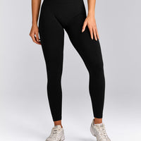 EffortlessLift™ Seamless Mid Rise Leggings with Grey Logo | Black
