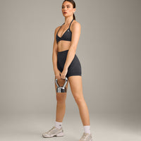 EnhanceLift™ Seamless Minimal Halter Neck Bralette with Grey Logo | Coal