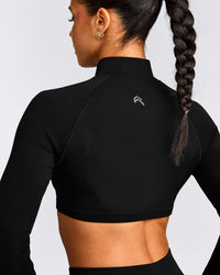EnhanceLift™ Seamless Crop Jacket with Grey Logo | Black