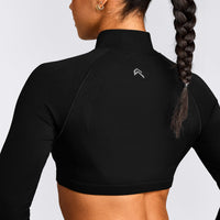 EnhanceLift™ Seamless Crop Jacket with Grey Logo | Black