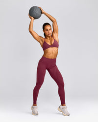 EnhanceLift™ Seamless Leggings with Grey Logo | Burnt Maroon