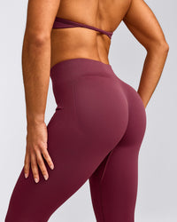 EnhanceLift™ Seamless Leggings with Grey Logo | Burnt Maroon