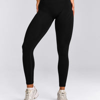 EnhanceLift™ Seamless Leggings with Gray Logo | Black