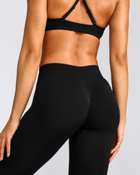 EnhanceLift™ Seamless Leggings with Gray Logo | Black