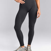 EnhanceLift™ Seamless Leggings with Grey Logo | Coal