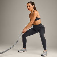 EnhanceLift™ Seamless Leggings with Grey Logo | Coal