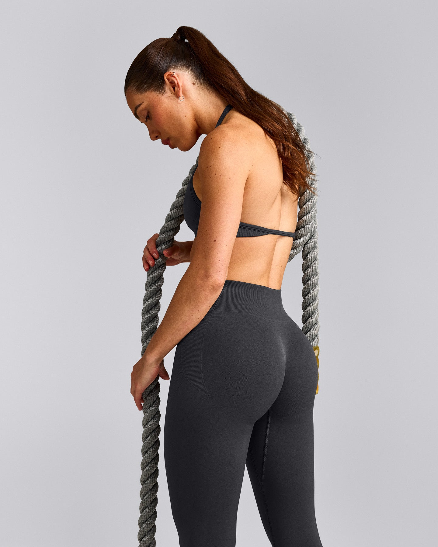 EnhanceLift™ Seamless Leggings with Grey Logo | Coal